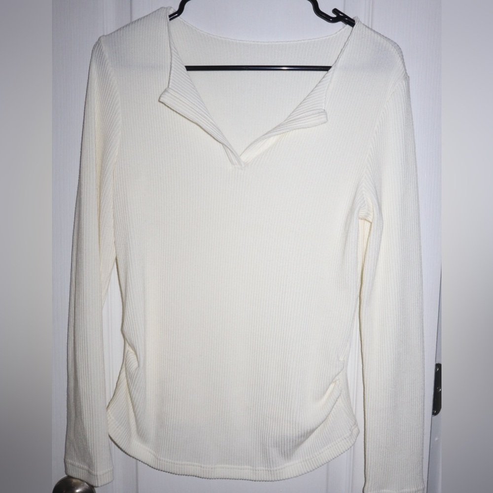 OGL Cream Ribbed Knit Top